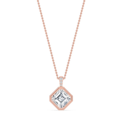 Rose Gold / 2.03ct Lab Grown Diamond Bezel Necklace