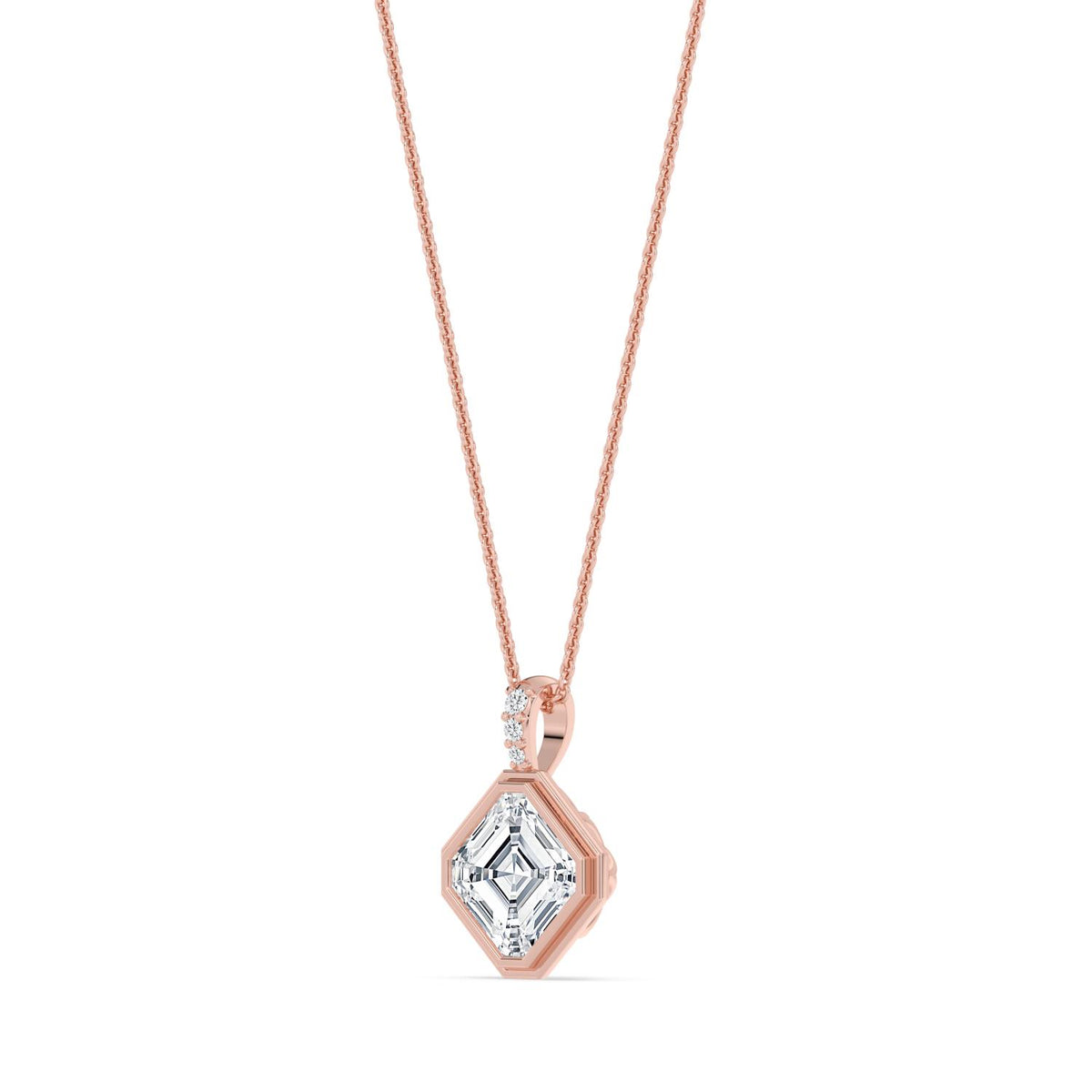 Rose Gold / 2.03ct Lab Grown Diamond Bezel Necklace