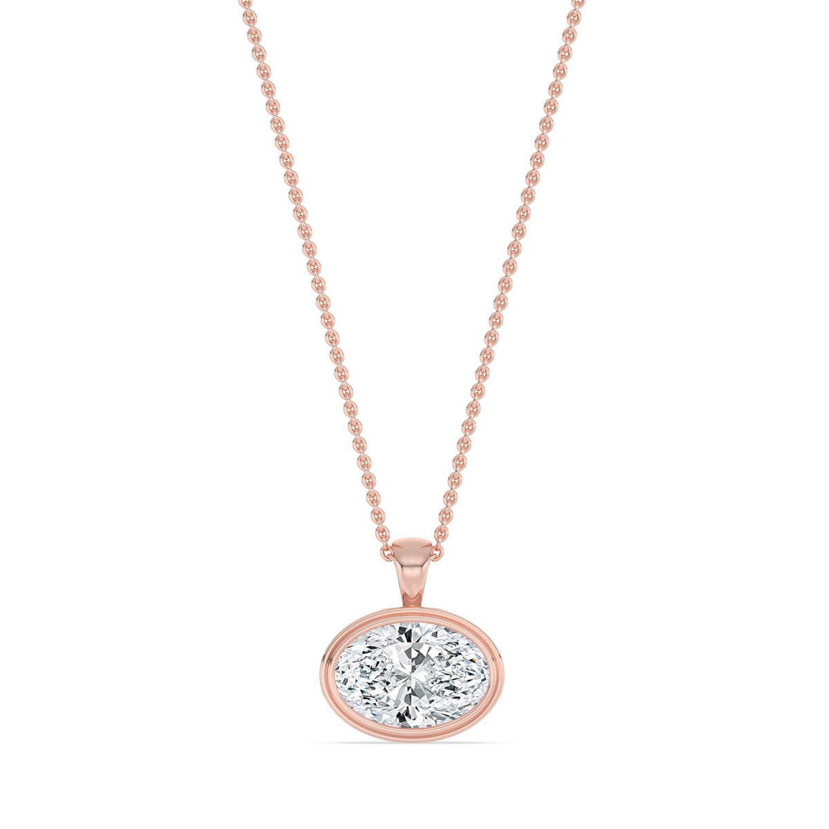 Rose Gold / 2.00ct Lab Grown Diamond Bezel Necklace