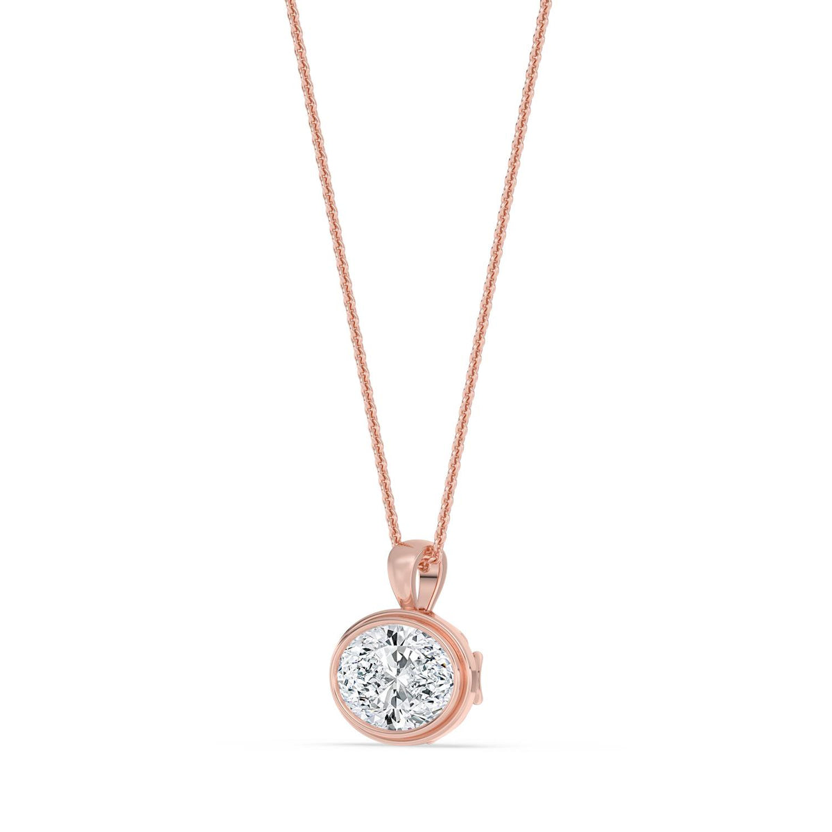 Rose Gold / 2.00ct Lab Grown Diamond Bezel Necklace