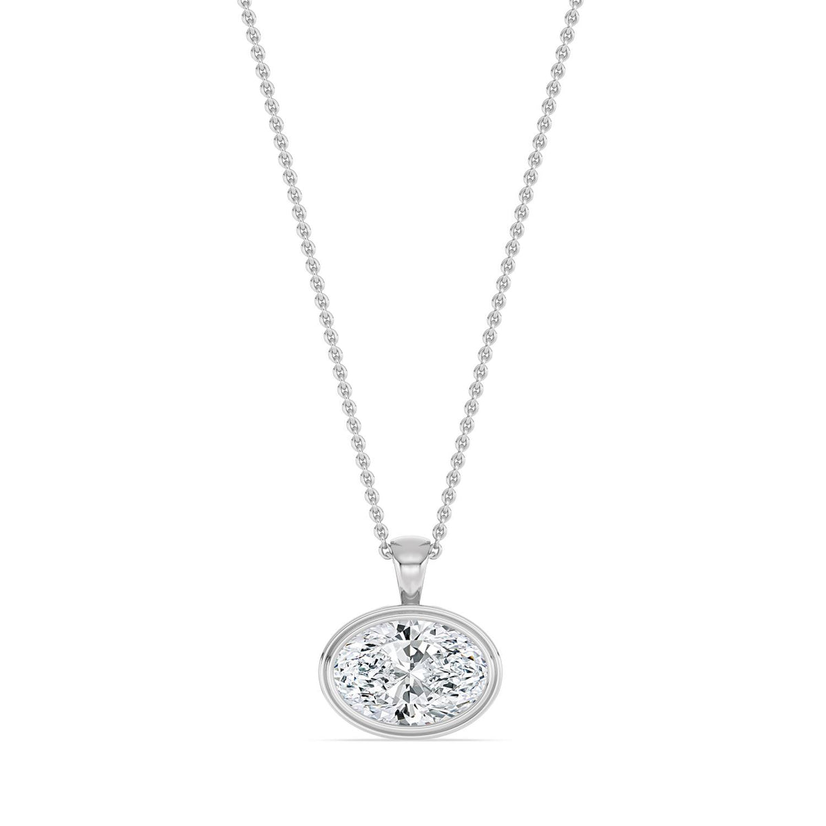 White Gold / 2.00ct Lab Grown Diamond Bezel Necklace