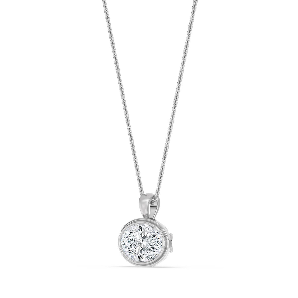 White Gold / 2.00ct Lab Grown Diamond Bezel Necklace
