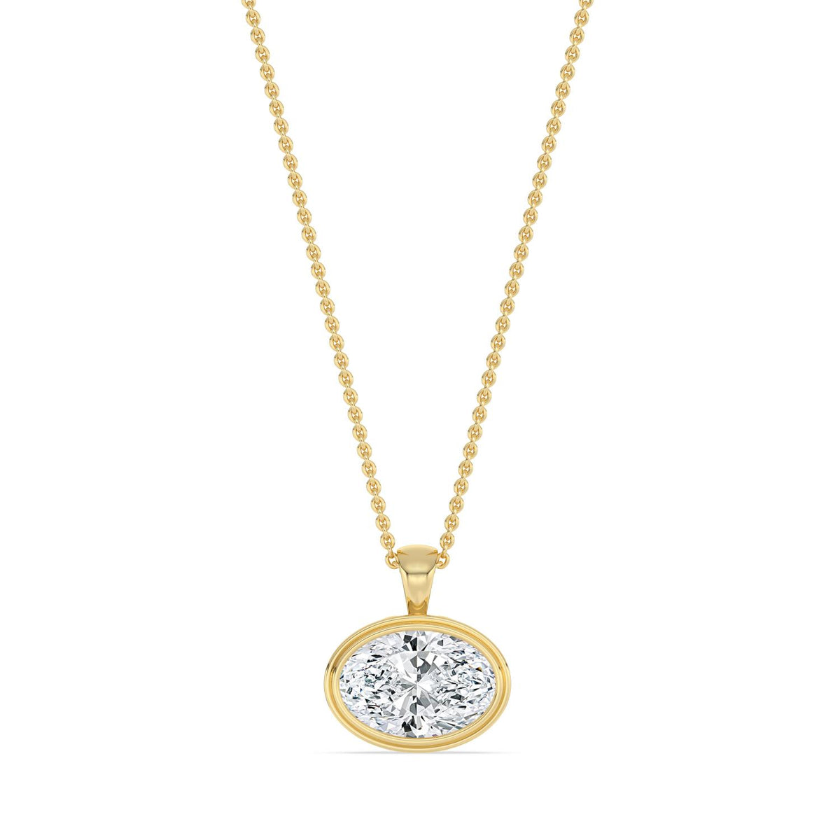 Yellow Gold / 2.00ct Lab Grown Diamond Bezel Necklace