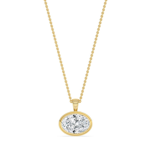 Yellow Gold / 2.00ct Lab Grown Diamond Bezel Necklace