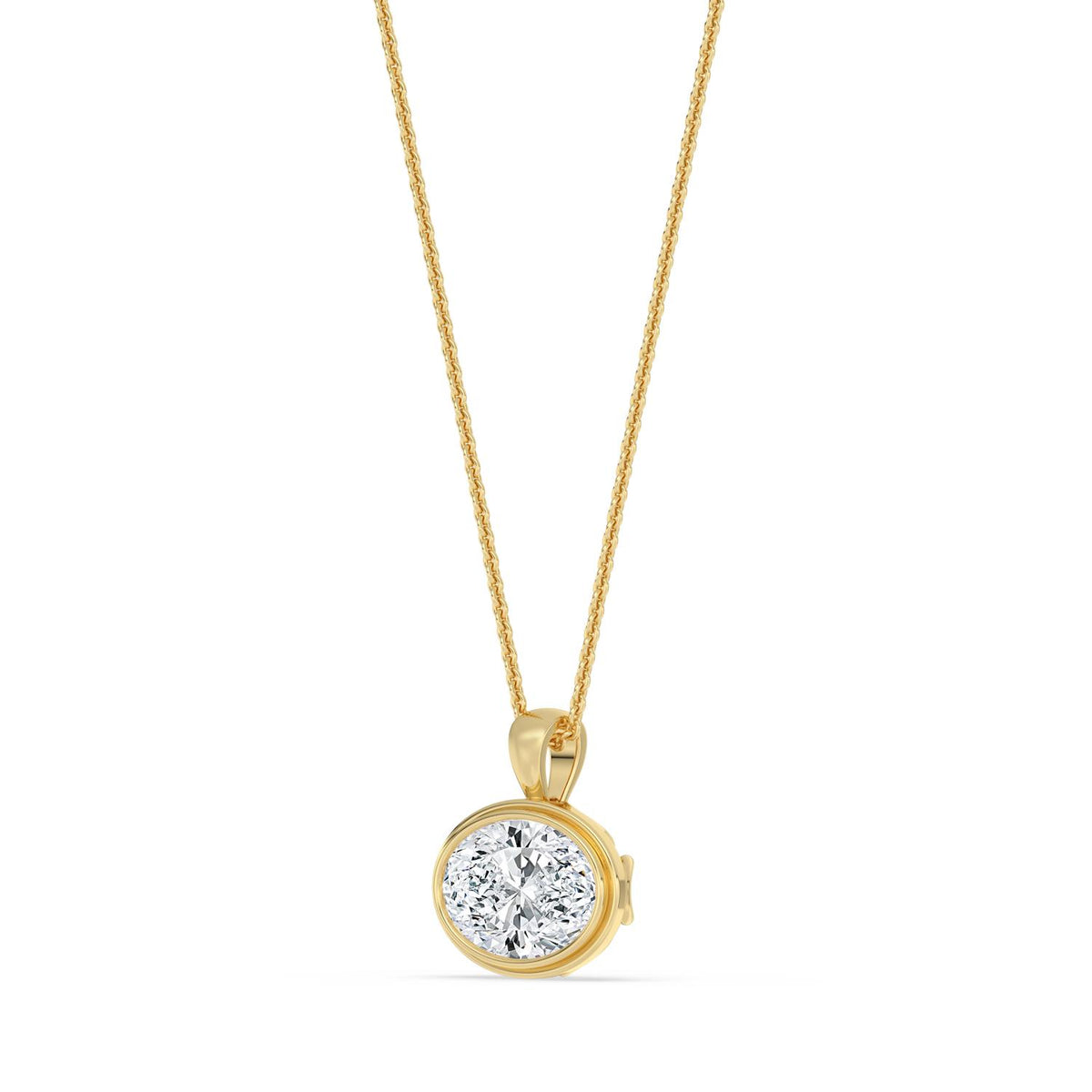 Yellow Gold / 2.00ct Lab Grown Diamond Bezel Necklace