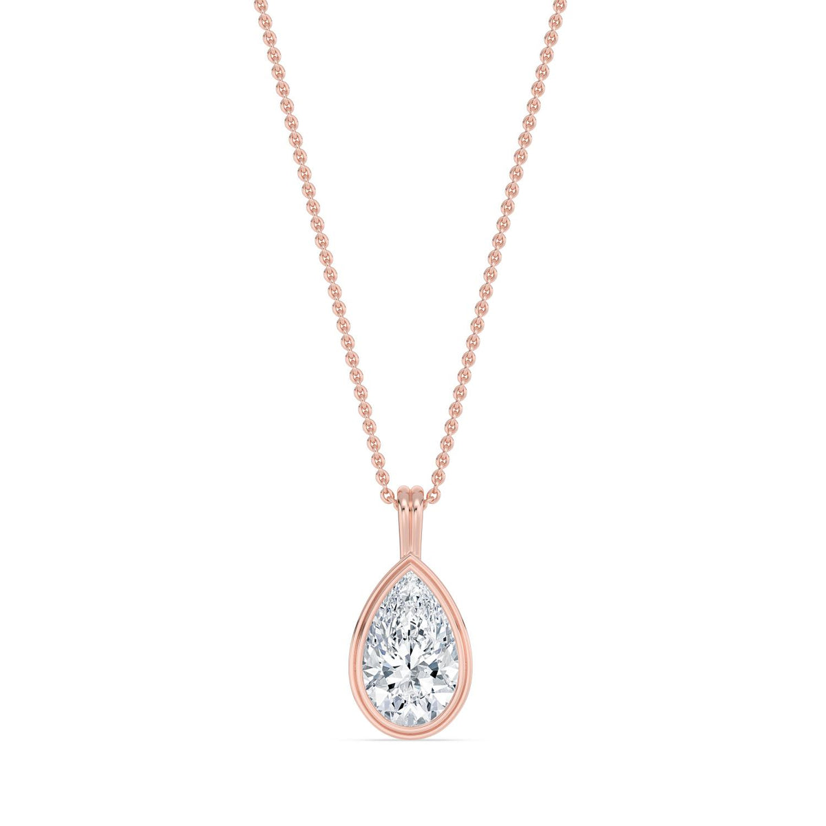 Rose Gold / 1.50ct Lab Grown Diamond Bezel Necklace
