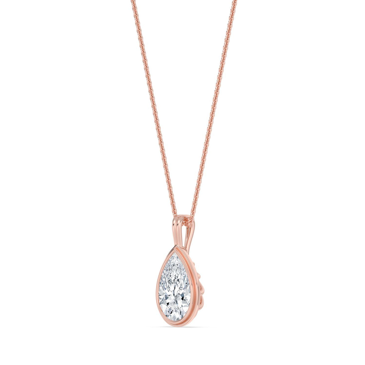 Rose Gold / 1.50ct Lab Grown Diamond Bezel Necklace