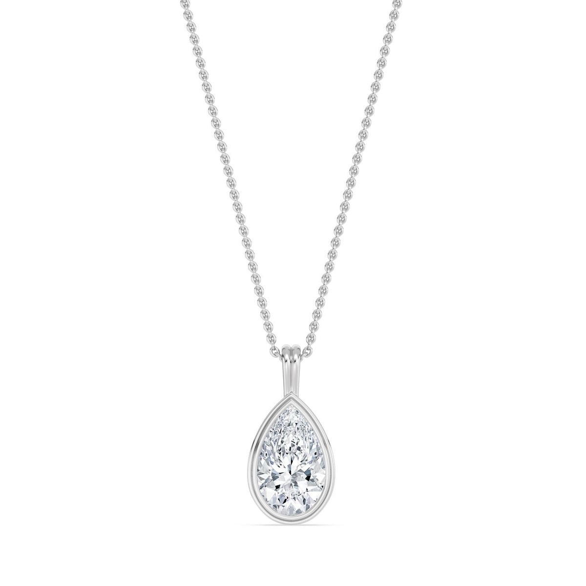 White Gold / 1.50ct Lab Grown Diamond Bezel Necklace