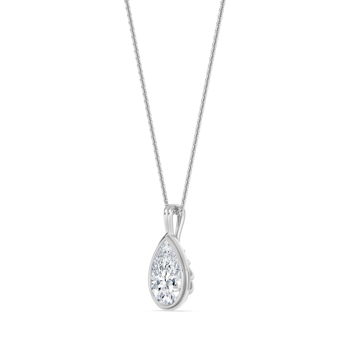 White Gold / 1.50ct Lab Grown Diamond Bezel Necklace