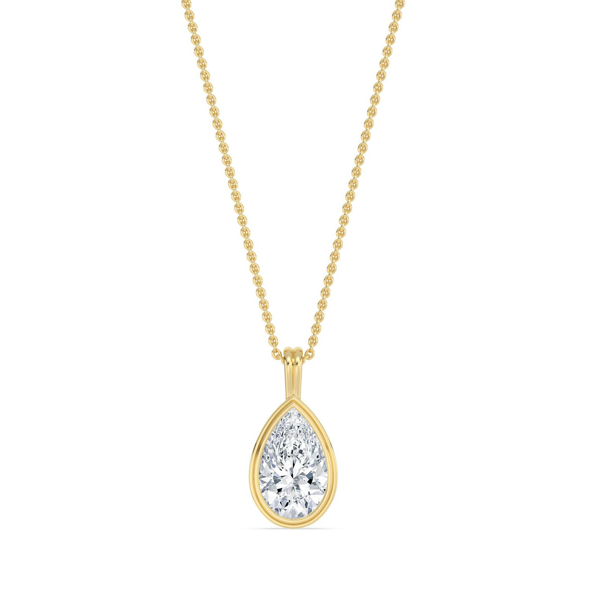 Yellow Gold / 1.50ct Lab Grown Diamond Bezel Necklace
