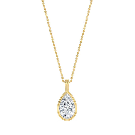 Yellow Gold / 1.50ct Lab Grown Diamond Bezel Necklace
