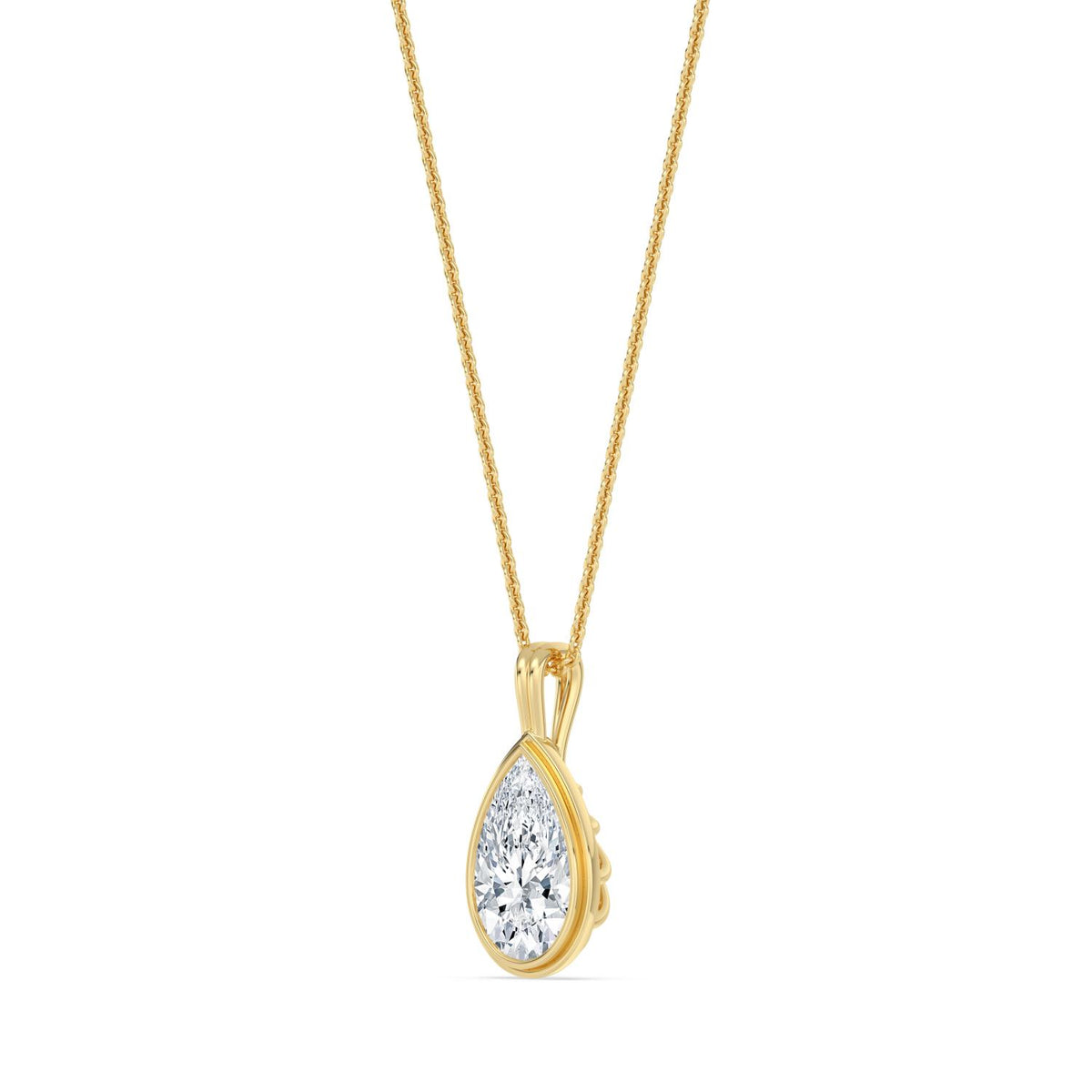 Yellow Gold / 1.50ct Lab Grown Diamond Bezel Necklace