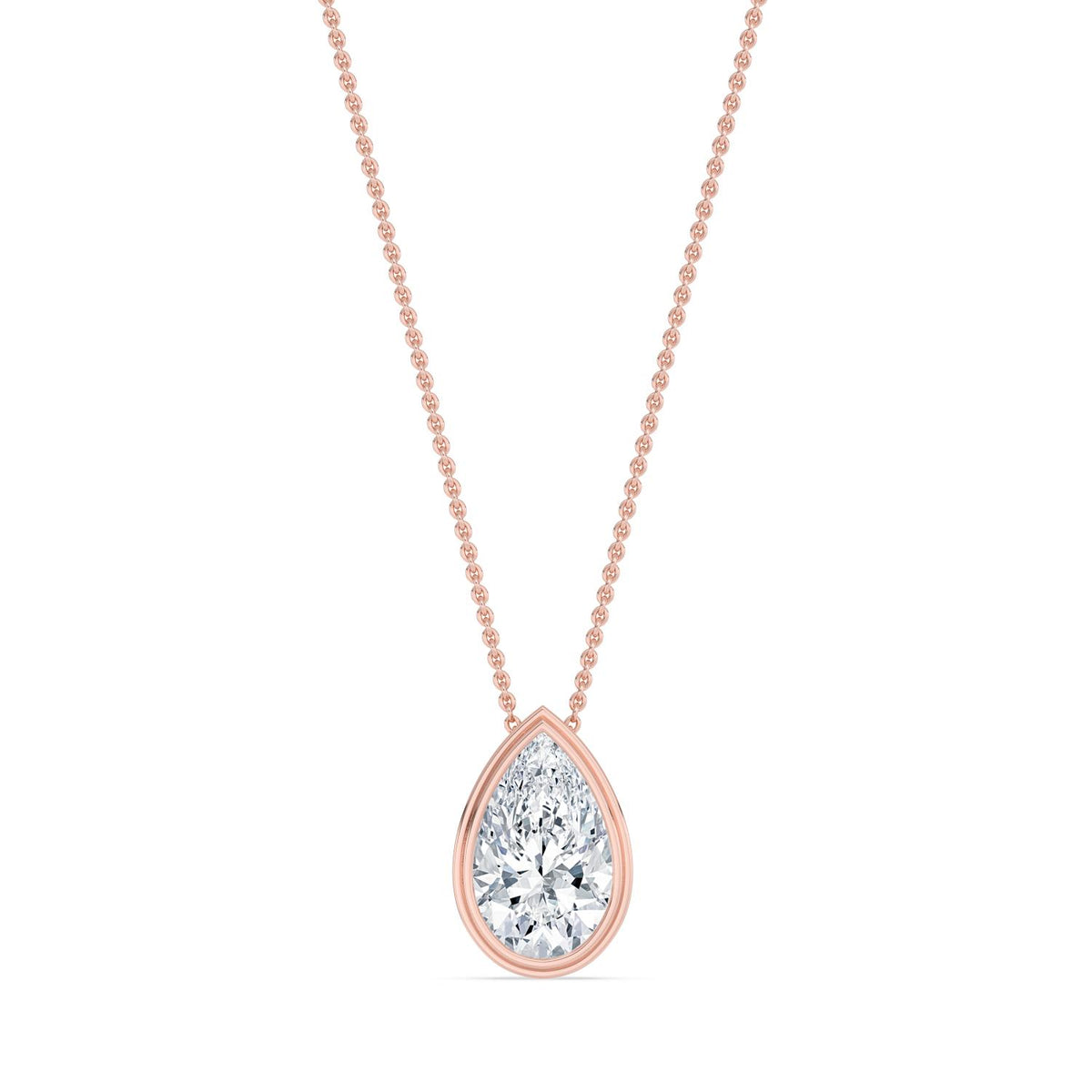 Rose Gold / 2.00ct Lab Grown Diamond Bezel Necklace
