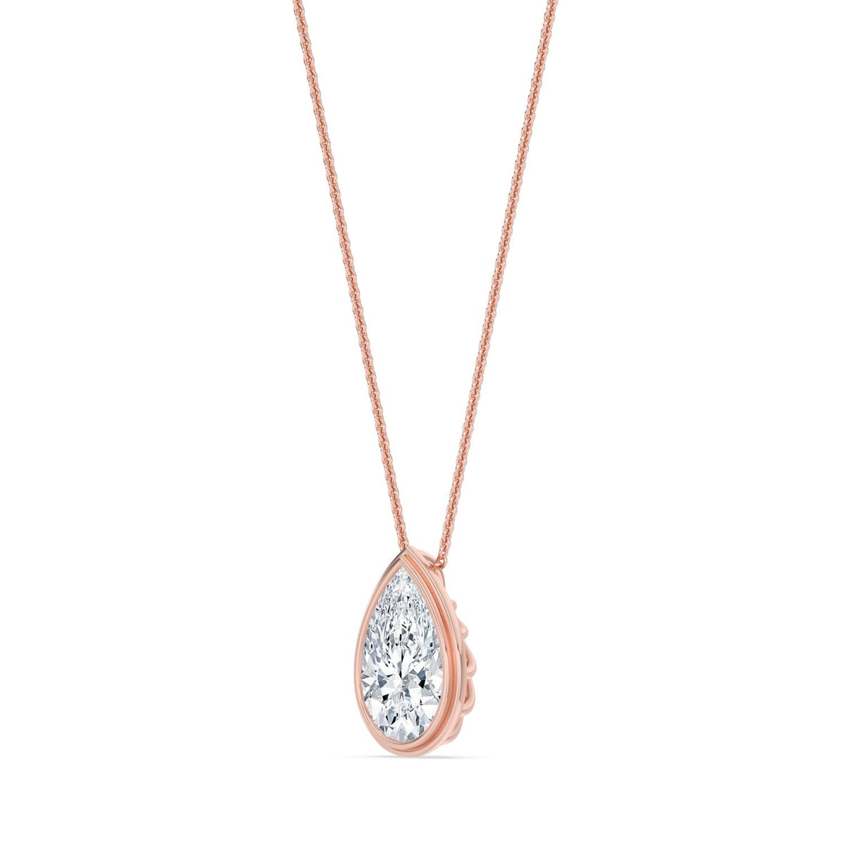 Rose Gold / 2.00ct Lab Grown Diamond Bezel Necklace