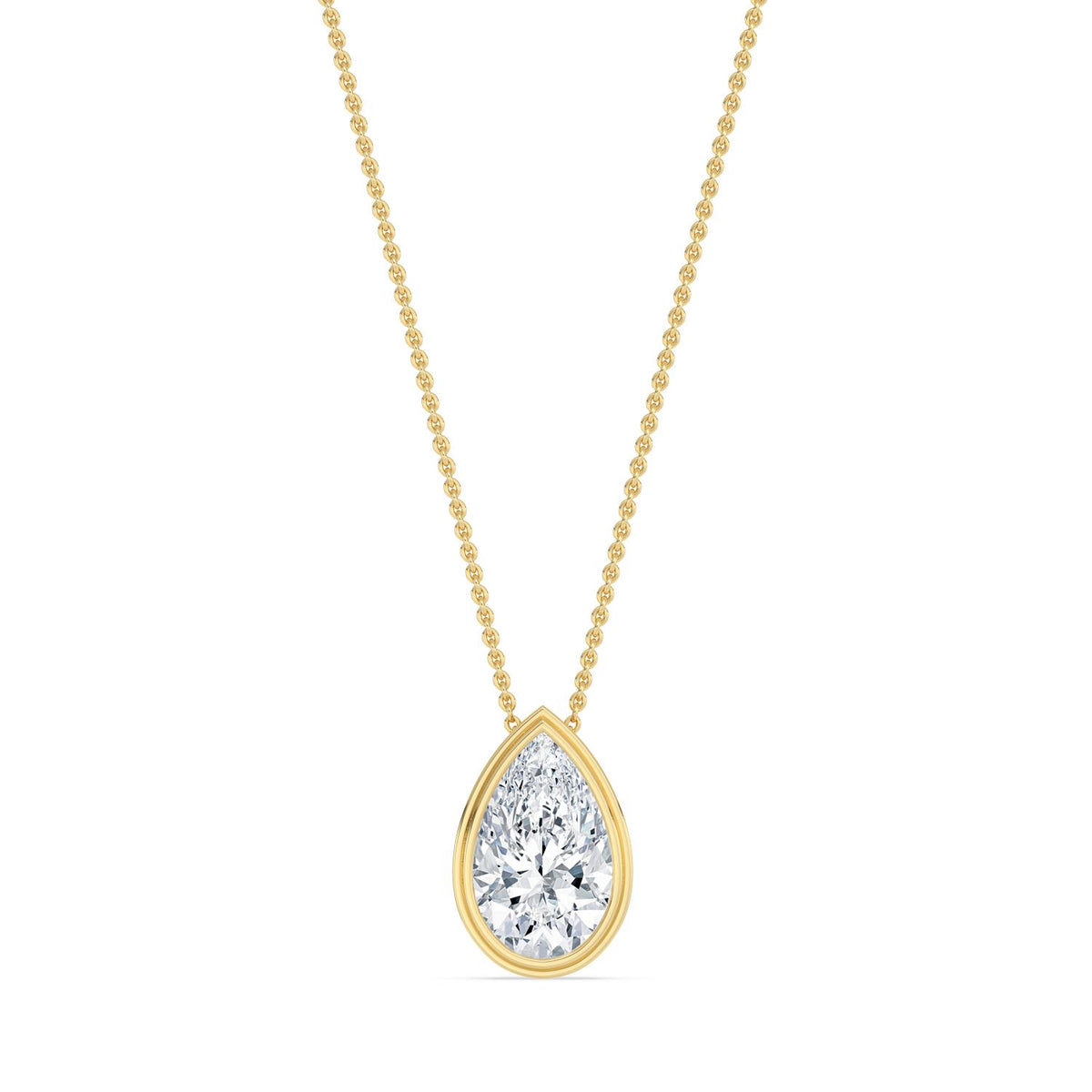 Yellow Gold / 2.00ct Lab Grown Diamond Bezel Necklace
