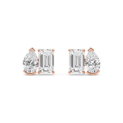 Rose Gold / 2.93ct Lab Grown Diamond Toi et Moi Earrings