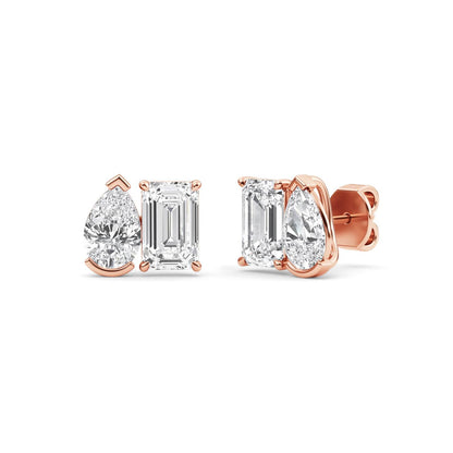 Rose Gold / 2.93ct Lab Grown Diamond Toi et Moi Earrings