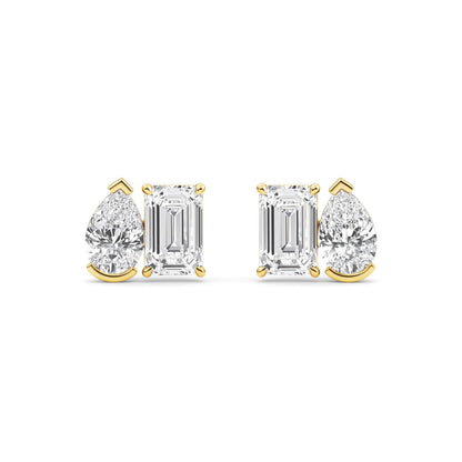 Yellow Gold / 2.93ct Lab Grown Diamond Toi et Moi Earrings