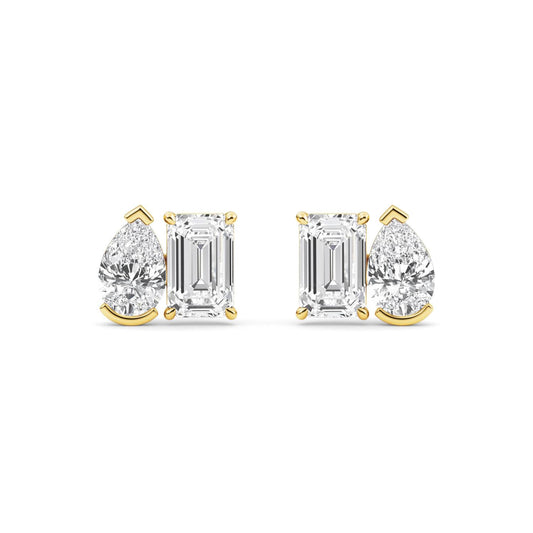 Yellow Gold / 2.93ct Lab Grown Diamond Toi et Moi Earrings