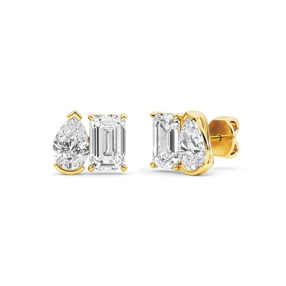 Yellow Gold / 2.93ct Lab Grown Diamond Toi et Moi Earrings
