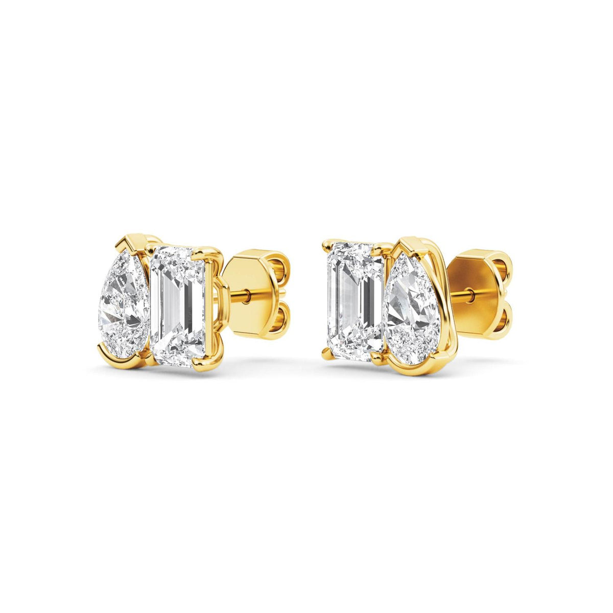Yellow Gold / 2.93ct Lab Grown Diamond Toi et Moi Earrings