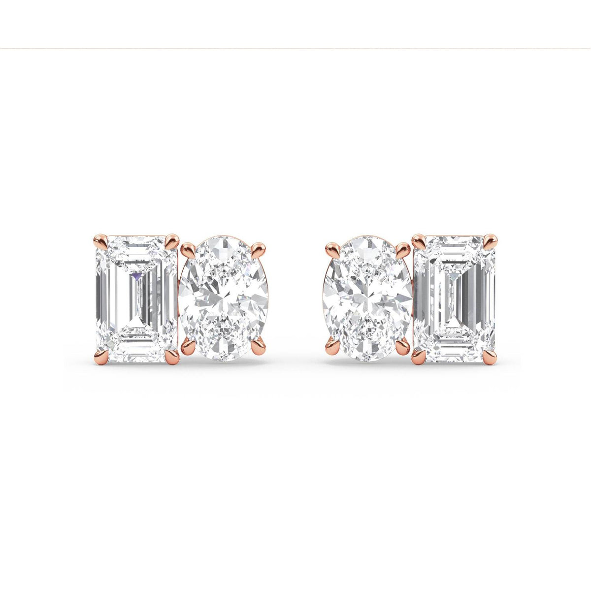 Rose Gold / 3.17ct Lab Grown Diamond Toi et Moi Earrings