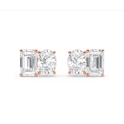 Rose Gold / 3.17ct Lab Grown Diamond Toi et Moi Earrings