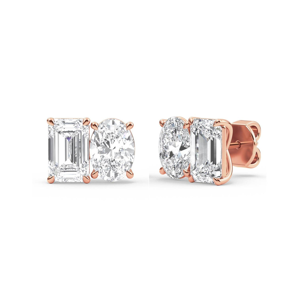 Rose Gold / 3.17ct Lab Grown Diamond Toi et Moi Earrings