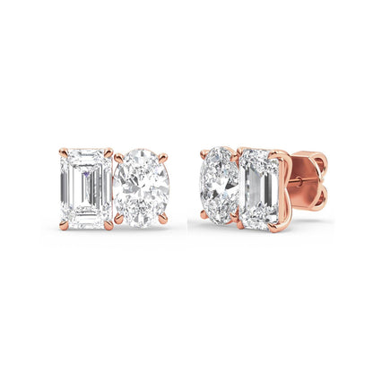 Rose Gold / 3.17ct Lab Grown Diamond Toi et Moi Earrings