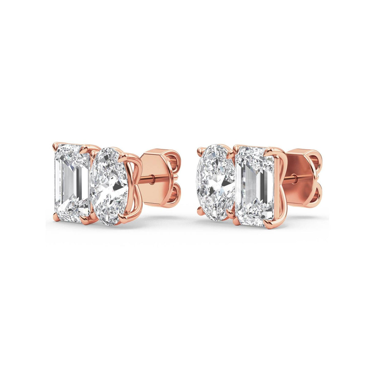 Rose Gold / 3.17ct Lab Grown Diamond Toi et Moi Earrings