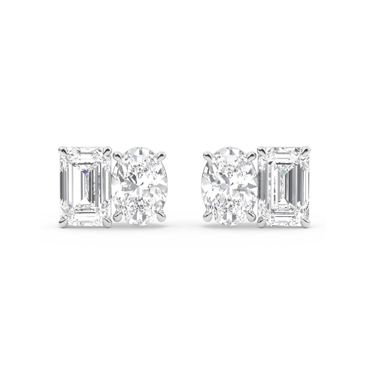 White Gold / 3.17ct Lab Grown Diamond Toi et Moi Earrings