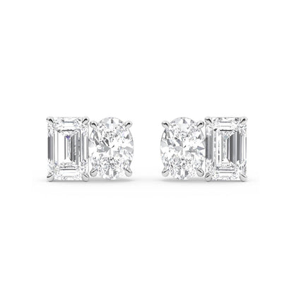 White Gold / 3.17ct Lab Grown Diamond Toi et Moi Earrings