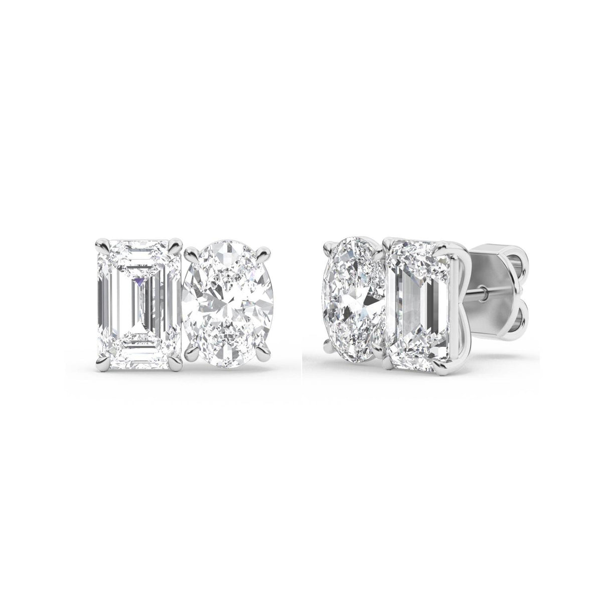 White Gold / 3.17ct Lab Grown Diamond Toi et Moi Earrings