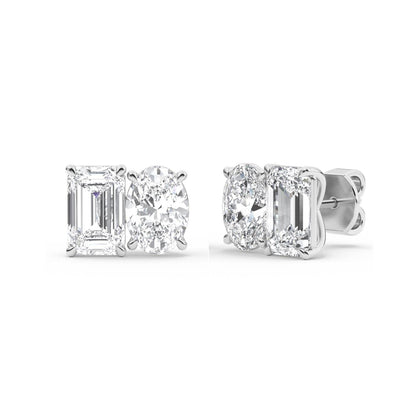 White Gold / 3.17ct Lab Grown Diamond Toi et Moi Earrings