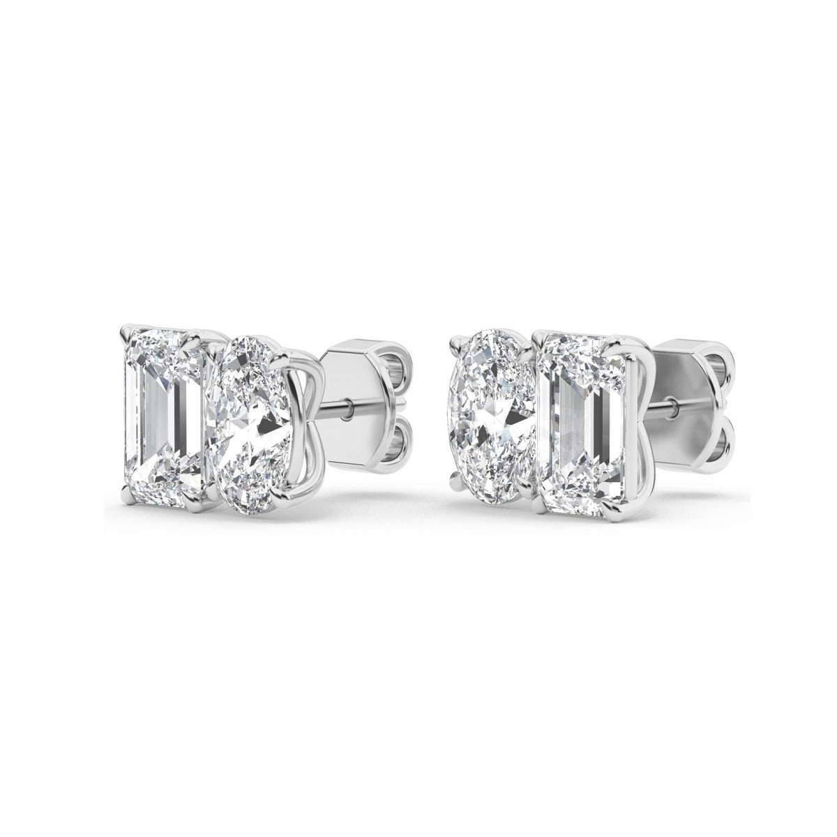 White Gold / 3.17ct Lab Grown Diamond Toi et Moi Earrings