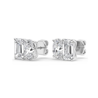 White Gold / 3.17ct Lab Grown Diamond Toi et Moi Earrings