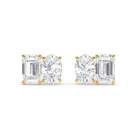 Yellow Gold / 3.17ct Lab Grown Diamond Toi et Moi Earrings