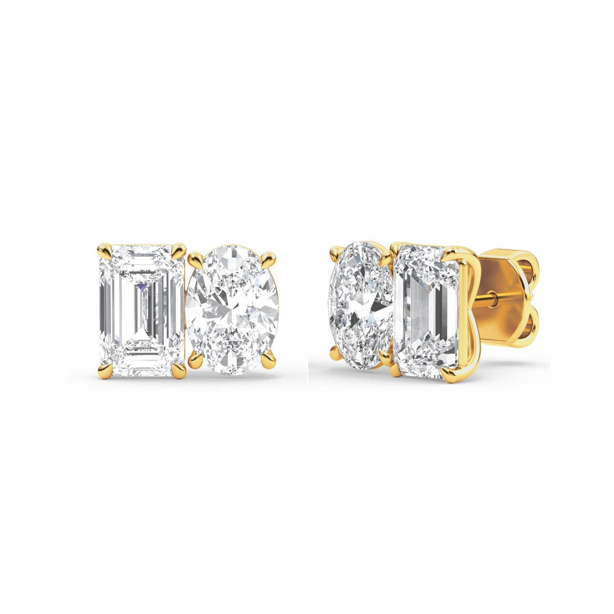 Yellow Gold / 3.17ct Lab Grown Diamond Toi et Moi Earrings