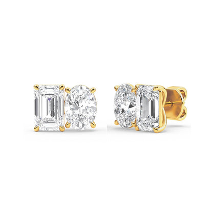 Yellow Gold / 3.17ct Lab Grown Diamond Toi et Moi Earrings