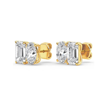 Yellow Gold / 3.17ct Lab Grown Diamond Toi et Moi Earrings