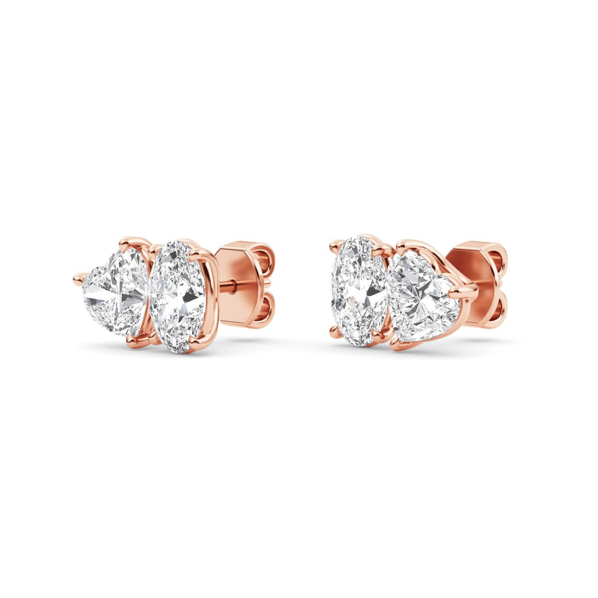 Rose Gold / 2.77ct Lab Grown Diamond Toi et Moi Earrings