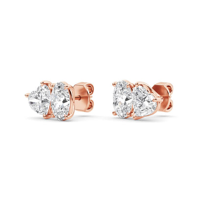 Rose Gold / 2.77ct Lab Grown Diamond Toi et Moi Earrings