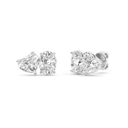 White Gold / 2.77ct Lab Grown Diamond Toi et Moi Earrings