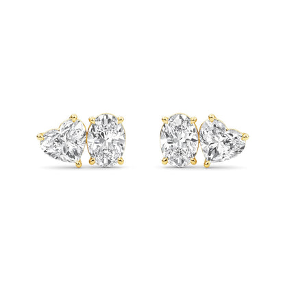 Yellow Gold / 2.77ct Lab Grown Diamond Toi et Moi Earrings