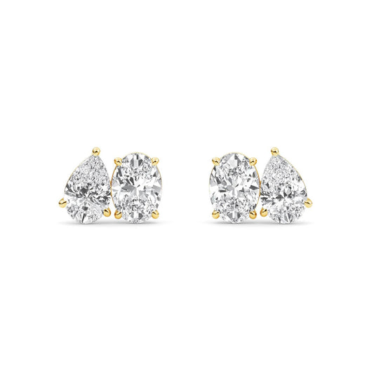 Yellow Gold / 2.54ct Lab Grown Diamond Toi et Moi Earrings