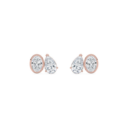 Rose Gold / 2.91ct Lab Grown Diamond Toi et Moi Earrings