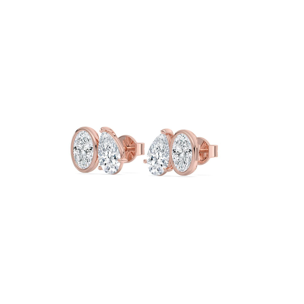 Rose Gold / 2.91ct Lab Grown Diamond Toi et Moi Earrings