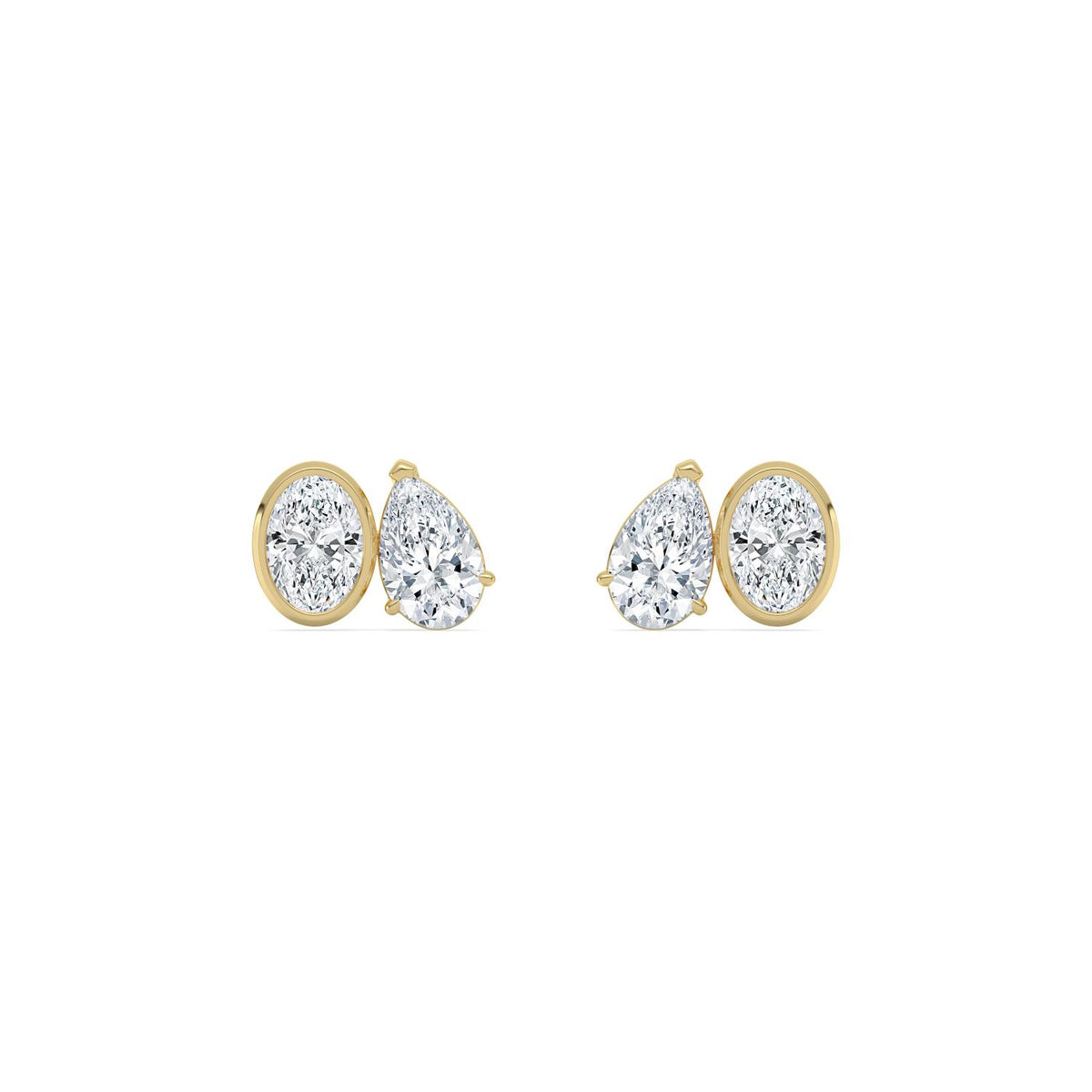 Yellow Gold / 2.91ct Lab Grown Diamond Toi et Moi Earrings