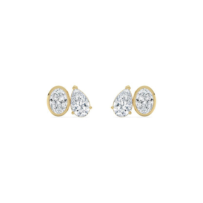 Yellow Gold / 2.91ct Lab Grown Diamond Toi et Moi Earrings