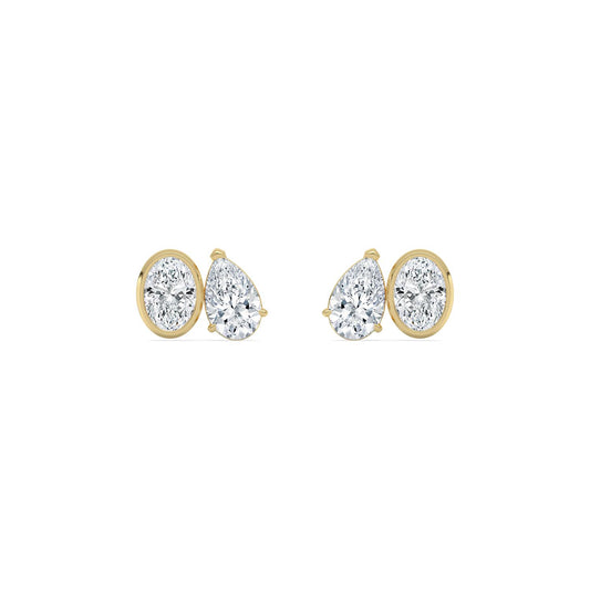 Yellow Gold / 2.91ct Lab Grown Diamond Toi et Moi Earrings